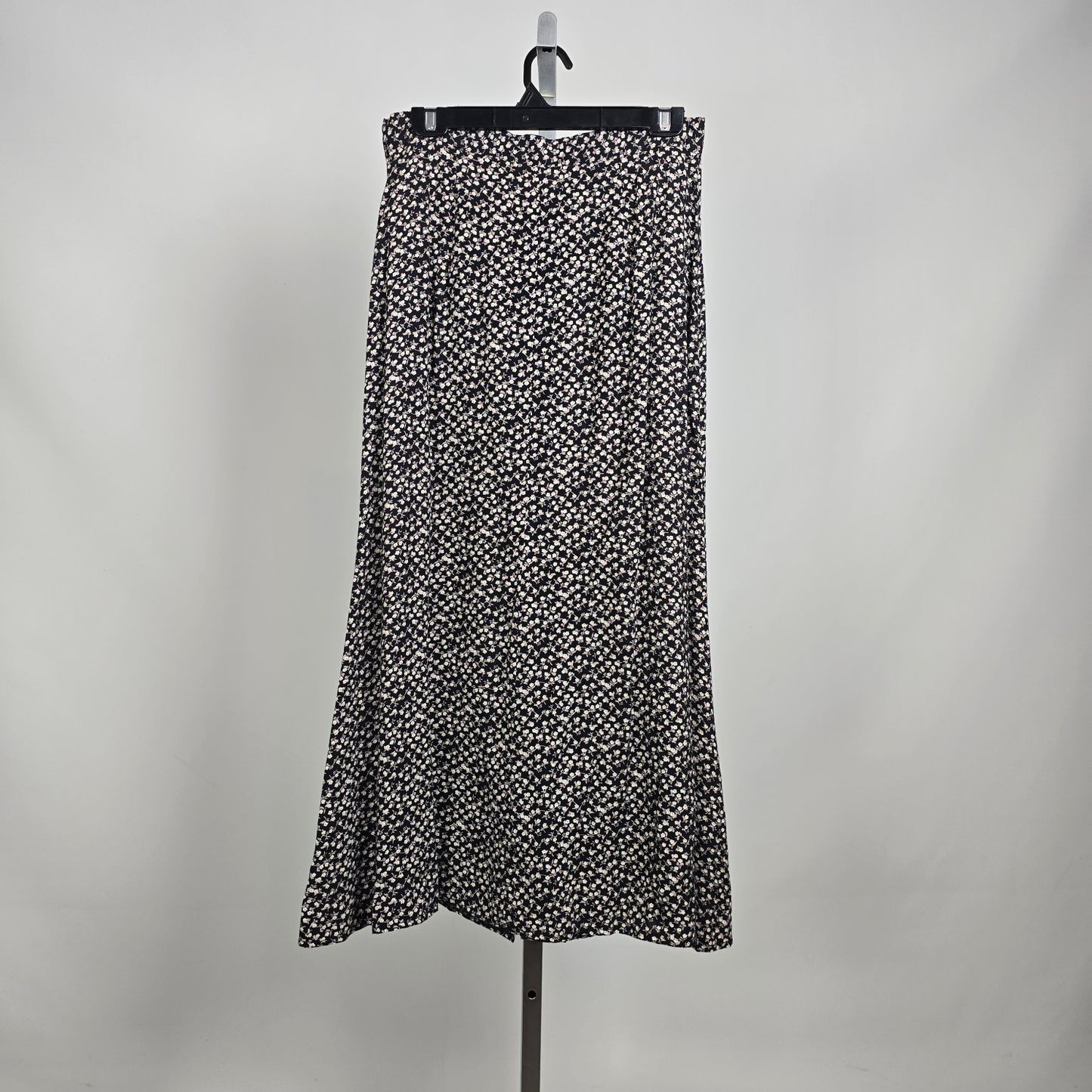 Vintage y2k Classique Collections Floral Button Front Maxi Skirt Black Cream Size 13/14