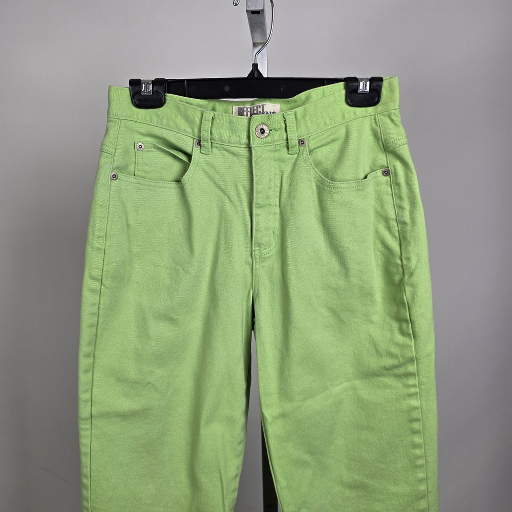 Vintage Neon Green Straight Leg Capri Jeans High Waist Cotton Blend Size 6