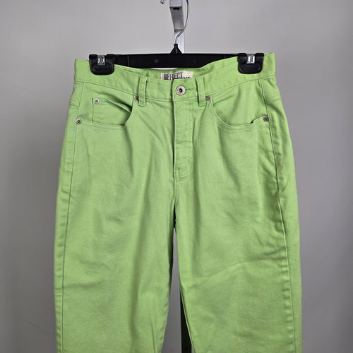 Vintage Neon Green Straight Leg Capri Jeans High Waist Cotton Blend Size 6