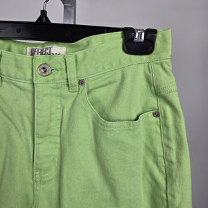 Vintage Neon Green Straight Leg Capri Jeans High Waist Cotton Blend Size 6