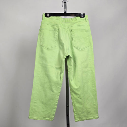 Vintage Neon Green Straight Leg Capri Jeans High Waist Cotton Blend Size 6