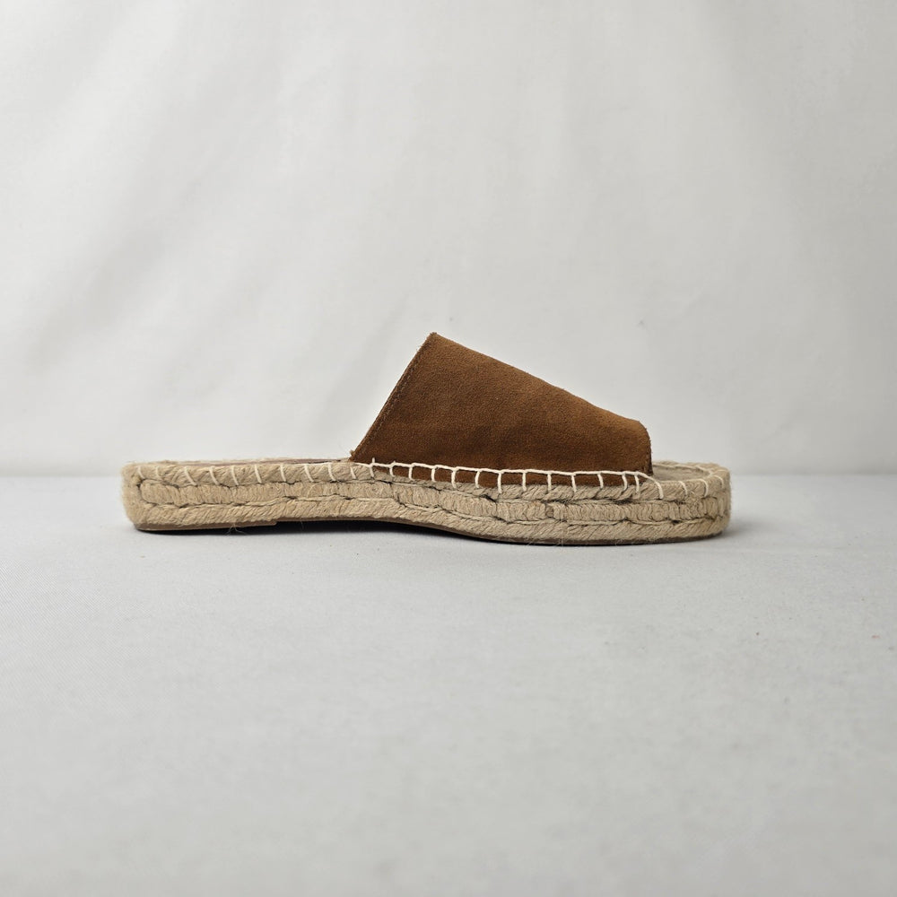 ICHI Espadrille Slides Size 9 Brown Suede Summer Sandals