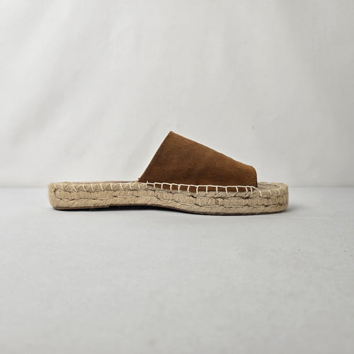 ICHI Espadrille Slides Size 9 Brown Suede Summer Sandals