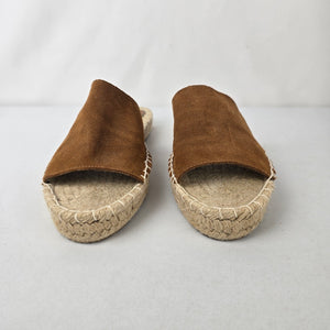 ICHI Espadrille Slides Size 9 Brown Suede Summer Sandals