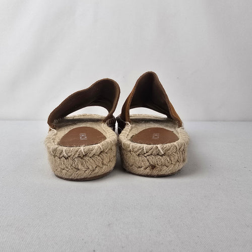 ICHI Espadrille Slides Size 9 Brown Suede Summer Sandals