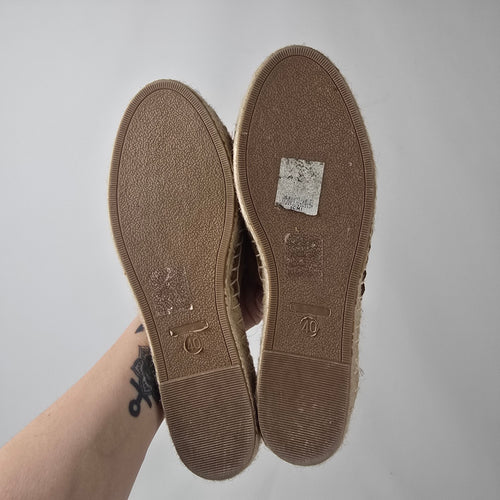 ICHI Espadrille Slides Size 9 Brown Suede Summer Sandals