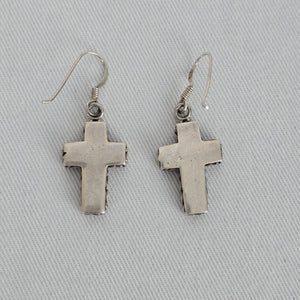 925 Sterling Silver Cross Dangle Earrings 925 Black Inlay Minimalist