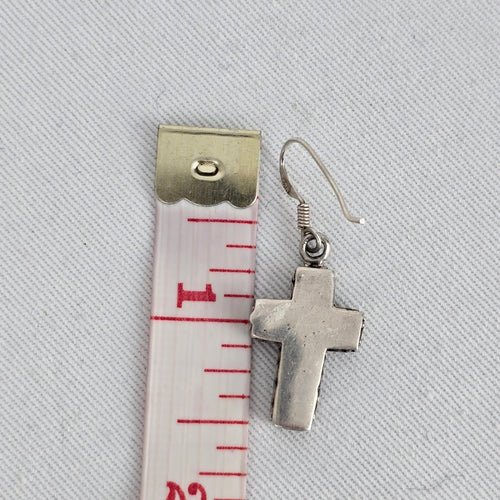 925 Sterling Silver Cross Dangle Earrings 925 Black Inlay Minimalist