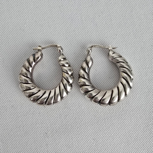 925 Sterling Silver Twisted Rope Hoop Earrings