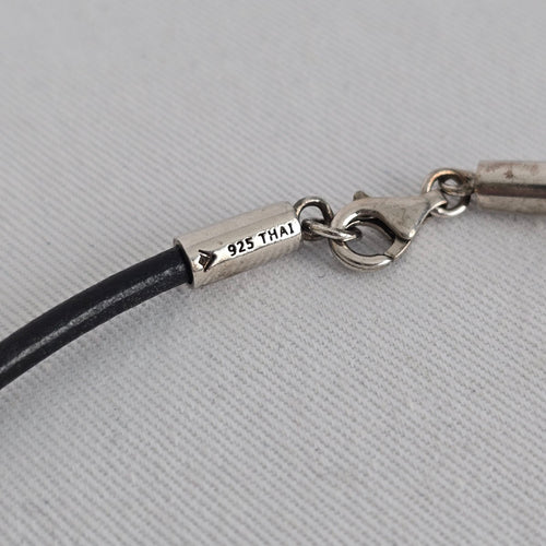 Silpada 925 Sterling Silver Interlocking Ring Pendant Black Leather Necklace