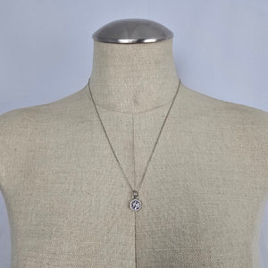 Hexagon Halo Crystal Pendant Necklace Silver Tone Dainty