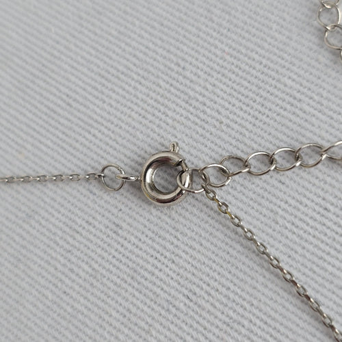 Hexagon Halo Crystal Pendant Necklace Silver Tone Dainty