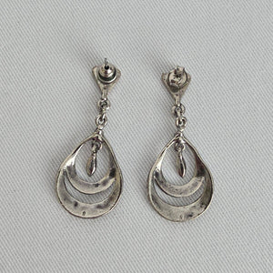 Vintage Style Marcasite Drop Earrings Silver Tone Dangle