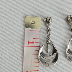 Vintage Style Marcasite Drop Earrings Silver Tone Dangle
