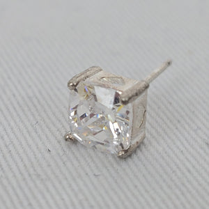 925 Sterling Silver CZ Stud Earrings Cushion Cut