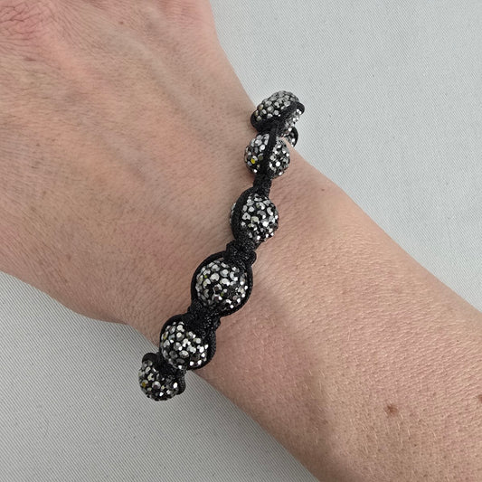 Tresor Paris Crystal Shamballa Bracelet Black Adjustable