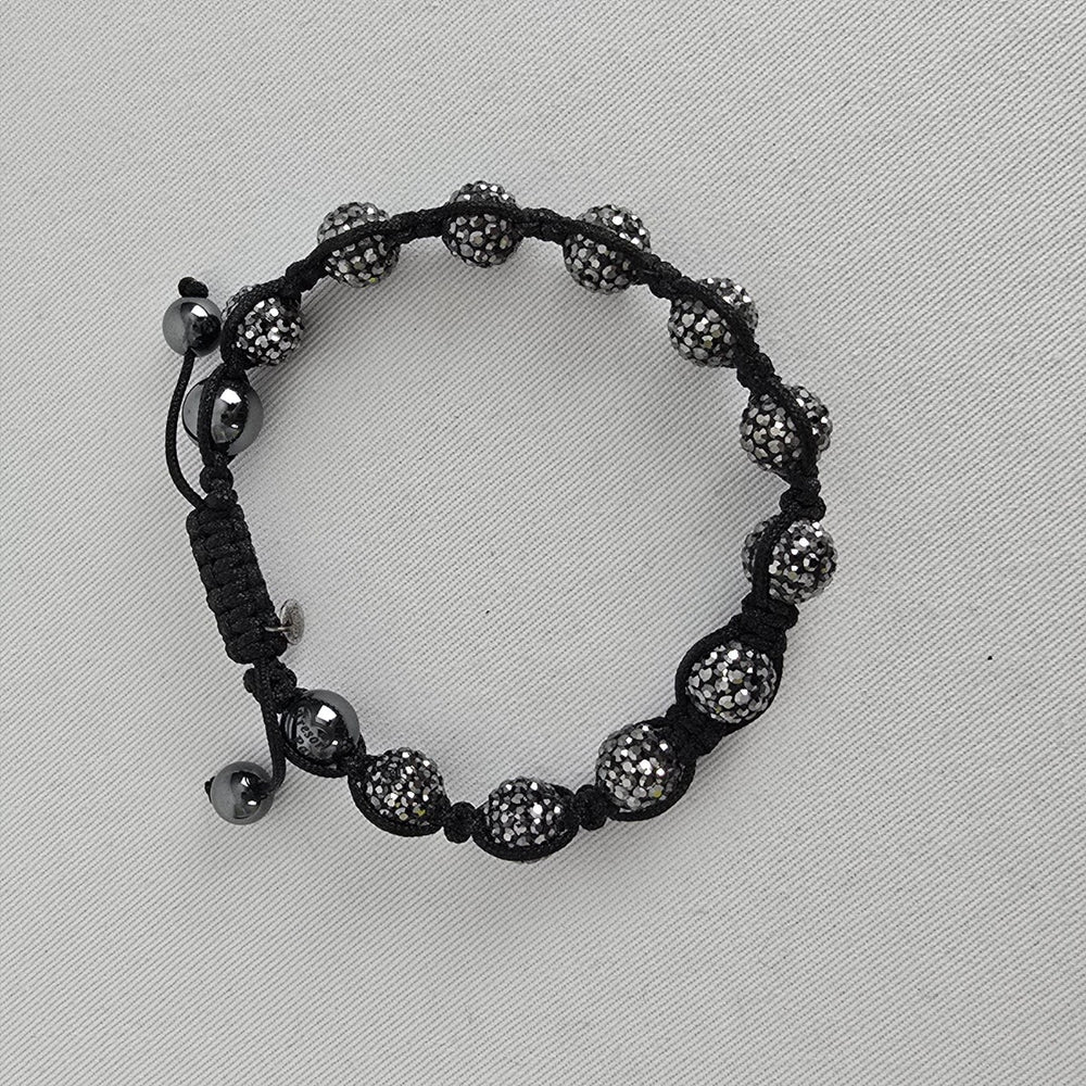 Tresor Paris Crystal Shamballa Bracelet Black Adjustable
