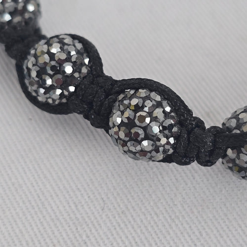 Tresor Paris Crystal Shamballa Bracelet Black Adjustable