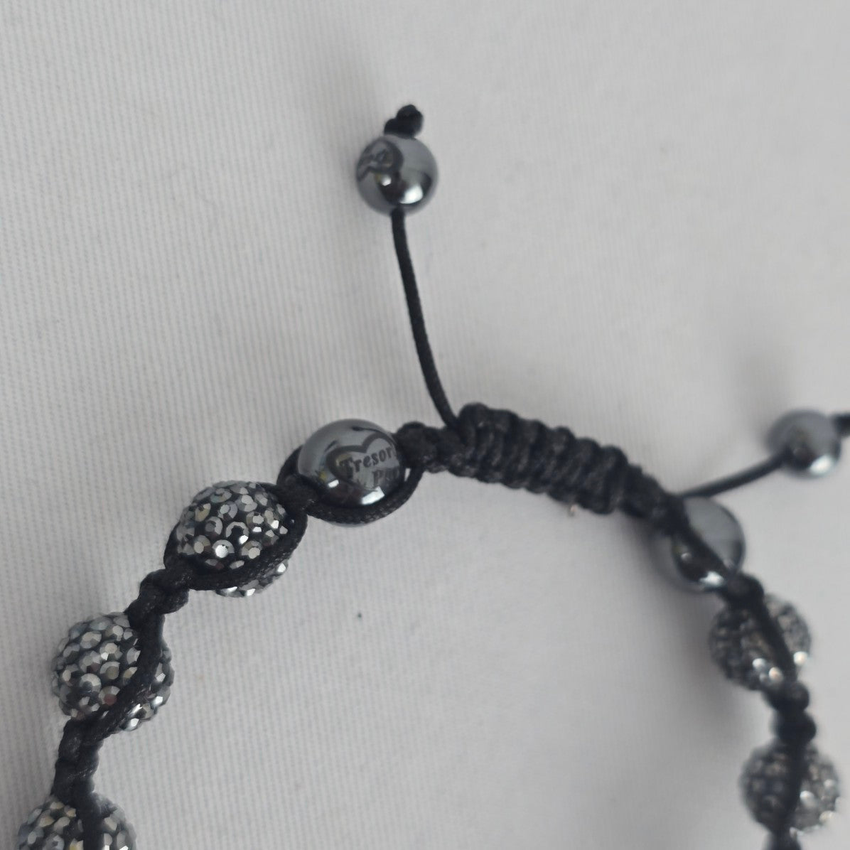 Tresor Paris Crystal Shamballa Bracelet Black Adjustable
