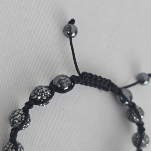 Tresor Paris Crystal Shamballa Bracelet Black Adjustable