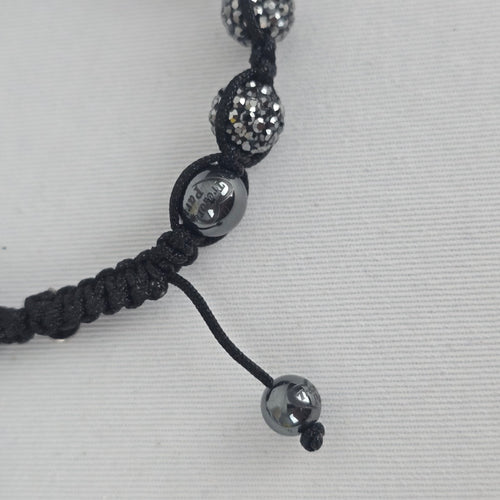 Tresor Paris Crystal Shamballa Bracelet Black Adjustable