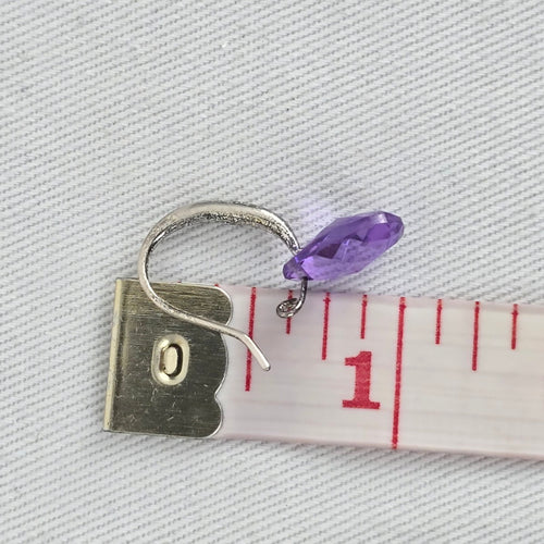 Sterling Silver 925 Purple Drop Dangle Earrings Minimalist CZ Accent