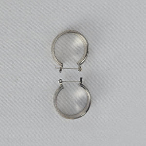 Vintage Silver Etched Wide Hoop Earrings Textured Geometric