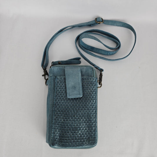 Milo Genuine Leather RFID Crossbody Wallet Blue Travel Organizer Phone Purse