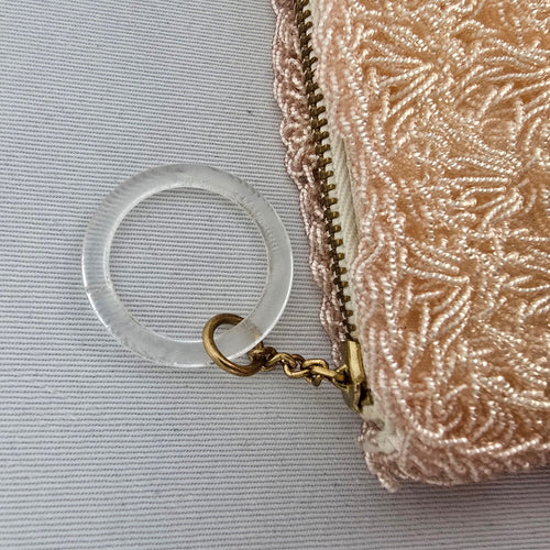 Vintage Arbel Montreal Beaded Coin Purse Made in Japan Blush Pink Evening Bag