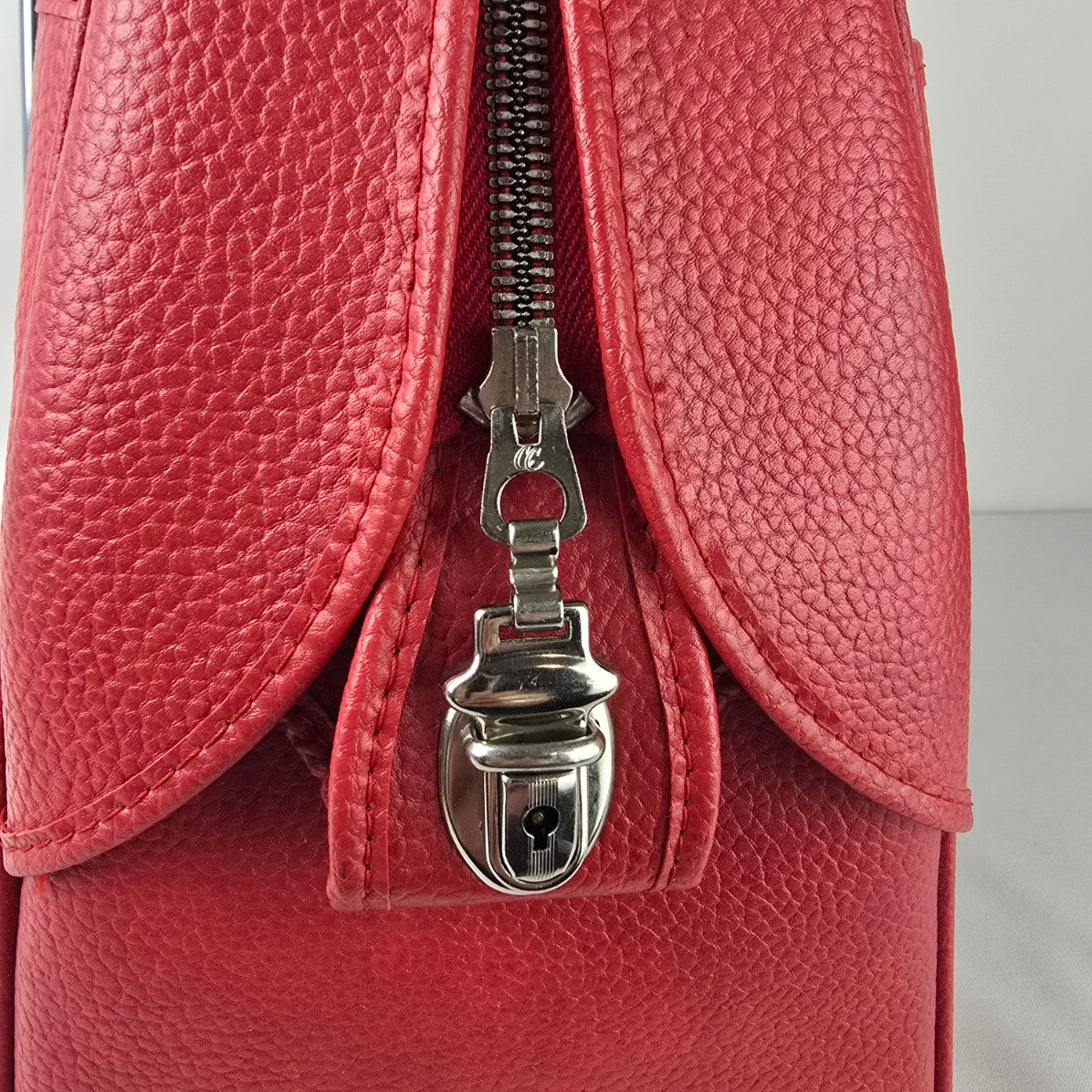 Vintage Red Train Case Doctor Bag Structured Travel Satchel Retro