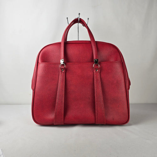 Vintage Red Train Case Doctor Bag Structured Travel Satchel Retro