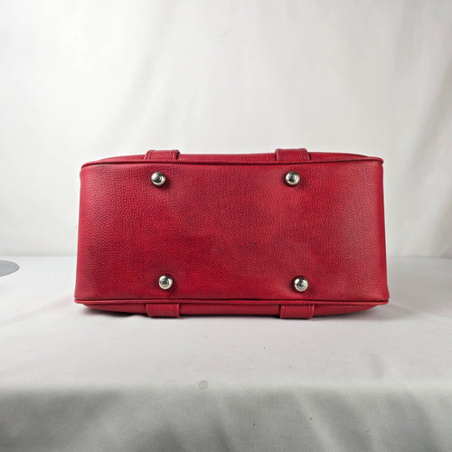 Vintage Red Train Case Doctor Bag Structured Travel Satchel Retro