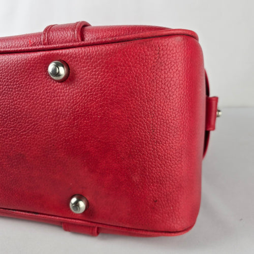 Vintage Red Train Case Doctor Bag Structured Travel Satchel Retro