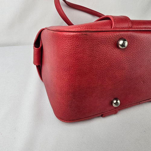 Vintage Red Train Case Doctor Bag Structured Travel Satchel Retro