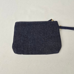 Tommy Hilfiger Denim Wristlet Pouch Navy Red Stripe Logo Zip Clutch