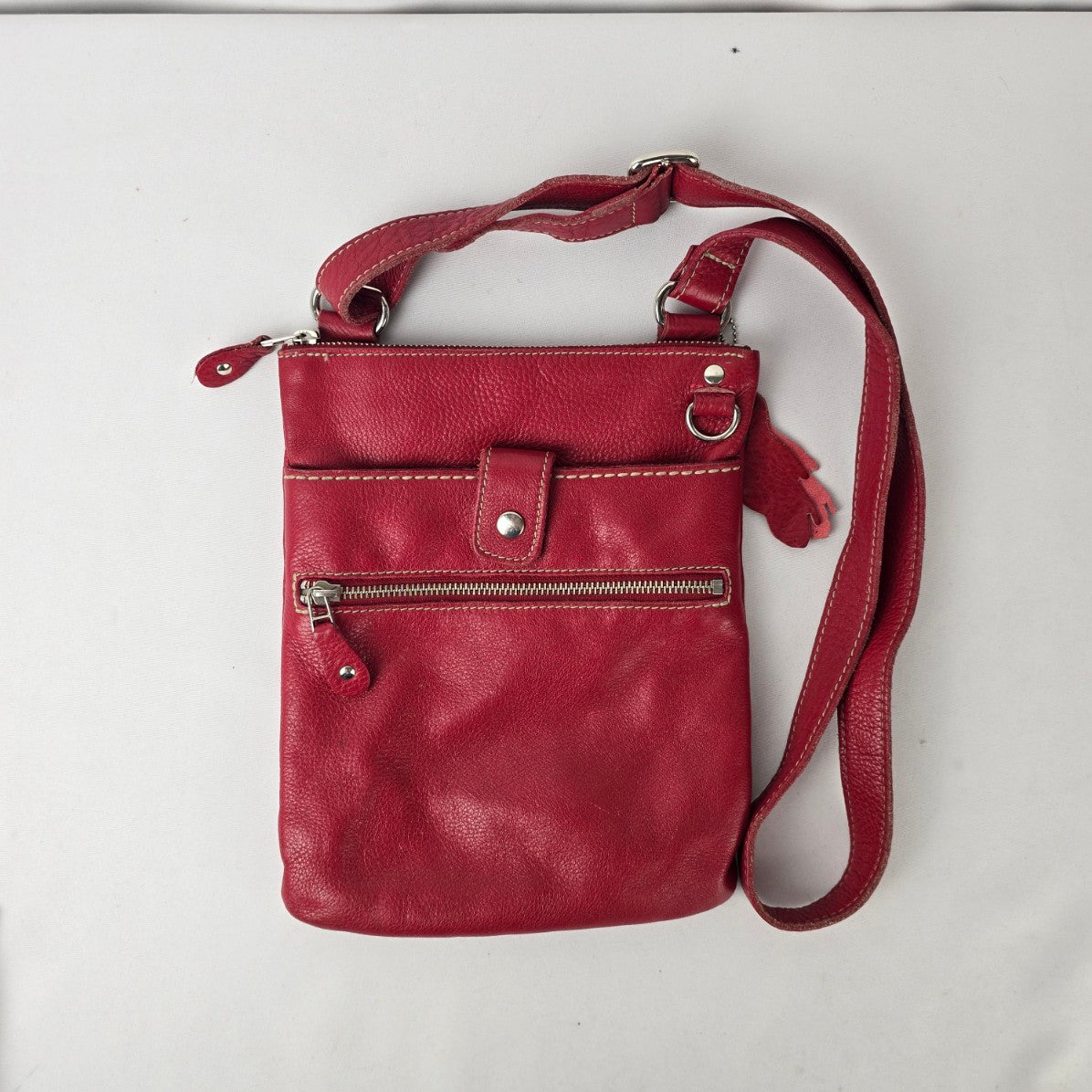 Roots Genuine Leather Crossbody Bag Red Organizer Purse Canada