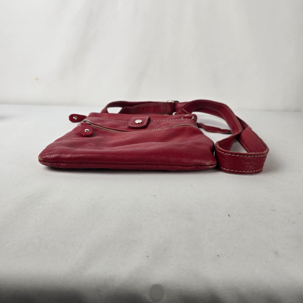 Roots Genuine Leather Crossbody Bag Red Organizer Purse Canada