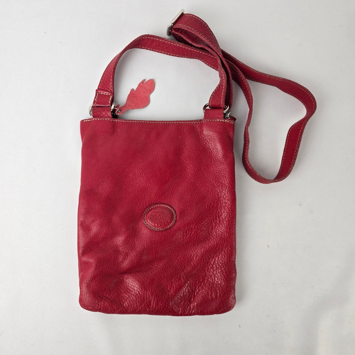 Roots Genuine Leather Crossbody Bag Red Organizer Purse Canada