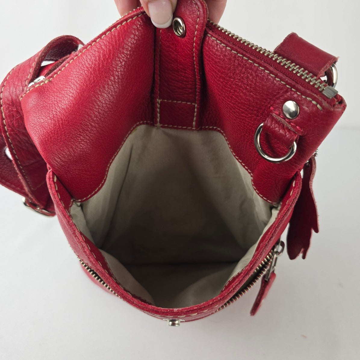 Roots Genuine Leather Crossbody Bag Red Organizer Purse Canada