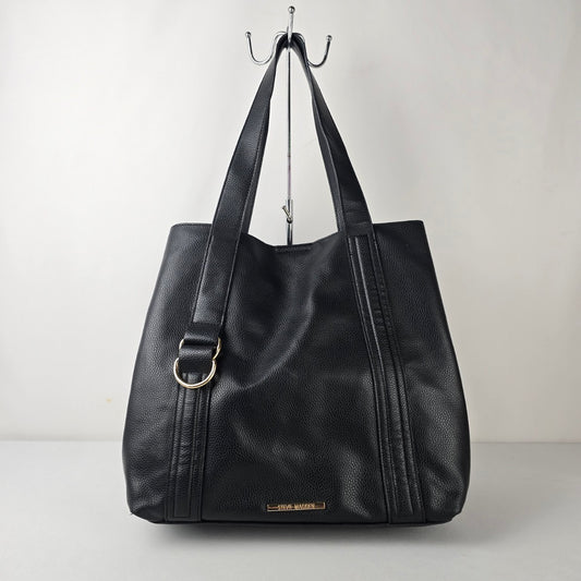 Steve Madden Black Tote Bag Gold Hardware Shoulder Purse Large Everyday Bag