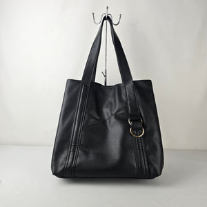 Steve Madden Black Tote Bag Gold Hardware Shoulder Purse Large Everyday Bag