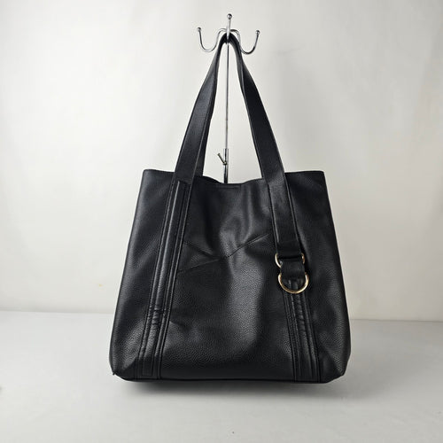 Steve Madden Black Tote Bag Gold Hardware Shoulder Purse Large Everyday Bag
