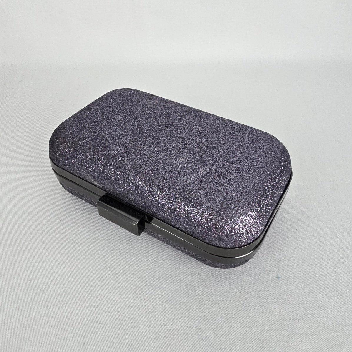 Glitter Hard Case Evening Clutch Purple Silver Chain Strap Formal Bag