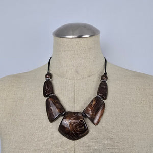 Mocha Marble Statement Necklace – Chunky Resin