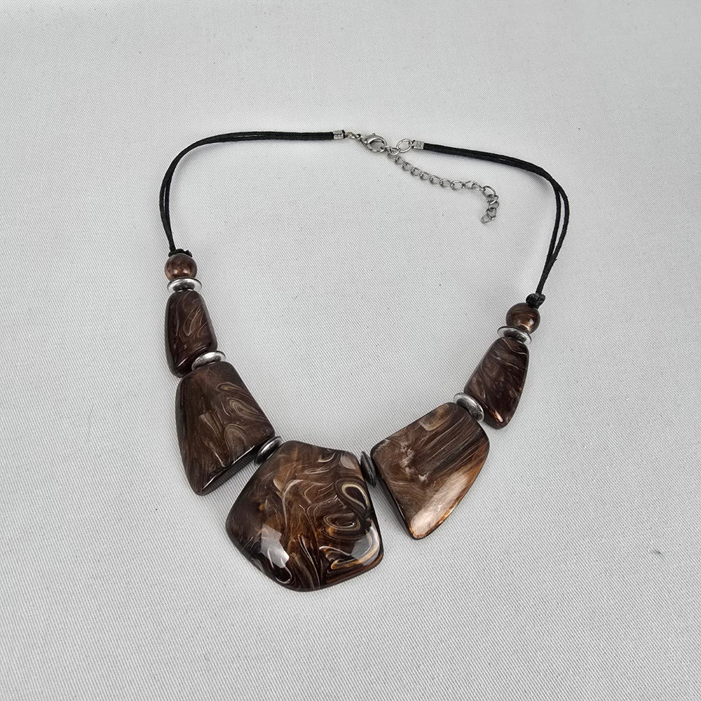 Mocha Marble Statement Necklace – Chunky Resin
