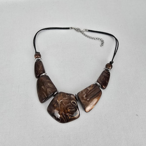Mocha Marble Statement Necklace – Chunky Resin