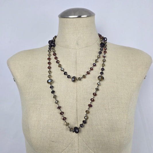 Smoky Crystal Layering Necklace – Plum & Taupe
