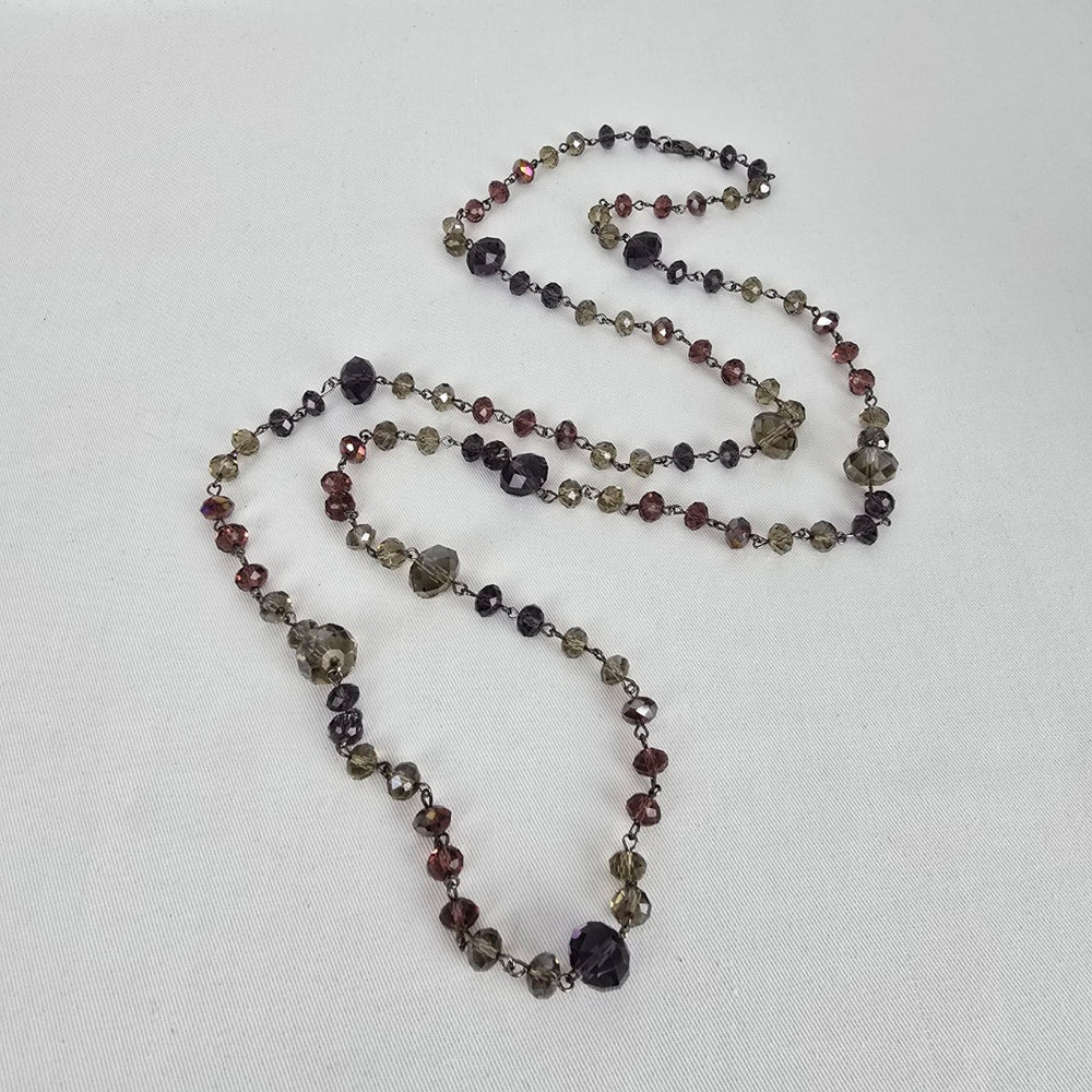 Smoky Crystal Layering Necklace – Plum & Taupe