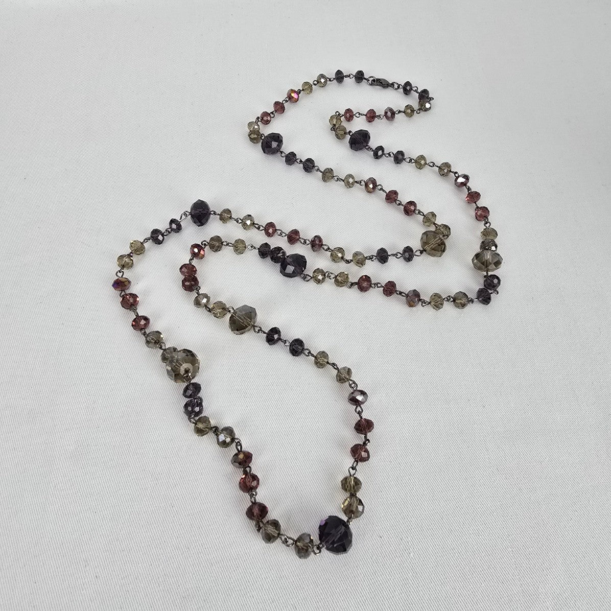 Smoky Crystal Layering Necklace – Plum & Taupe