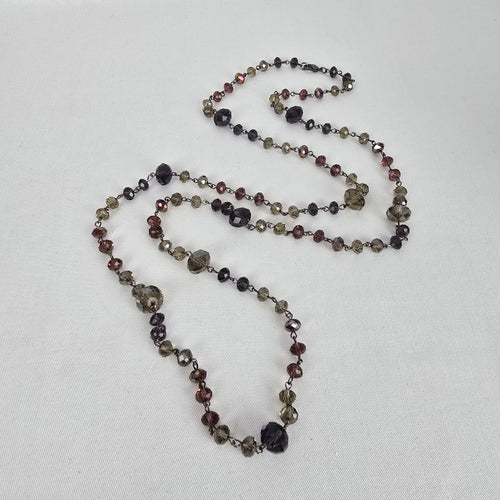 Smoky Crystal Layering Necklace – Plum & Taupe